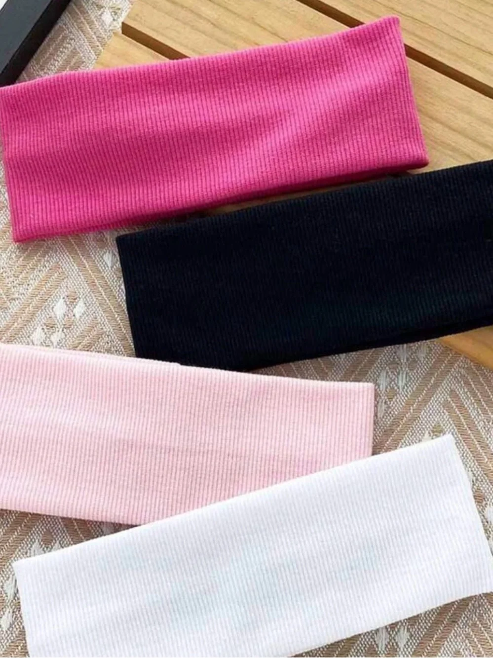 Women’s Stretch Headband Set - Black, White, Light Pink, Hot Pink